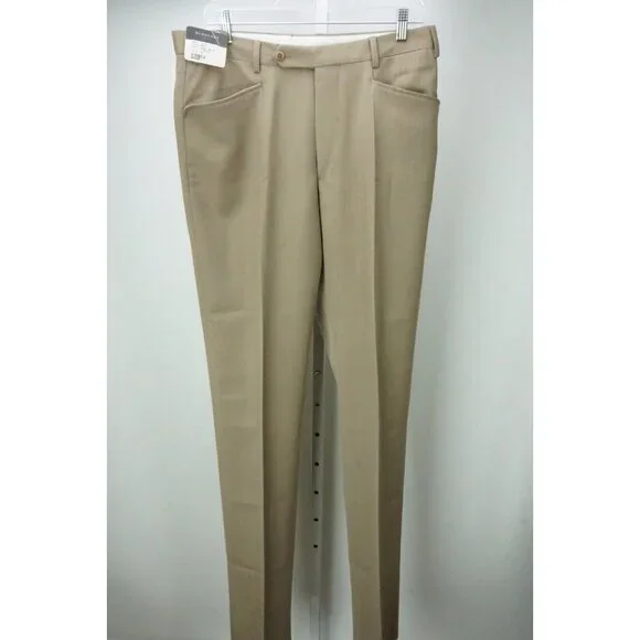 Burberry Brown Woven 100% Wool Mens Pants Trousers Sz 50 EU NEW